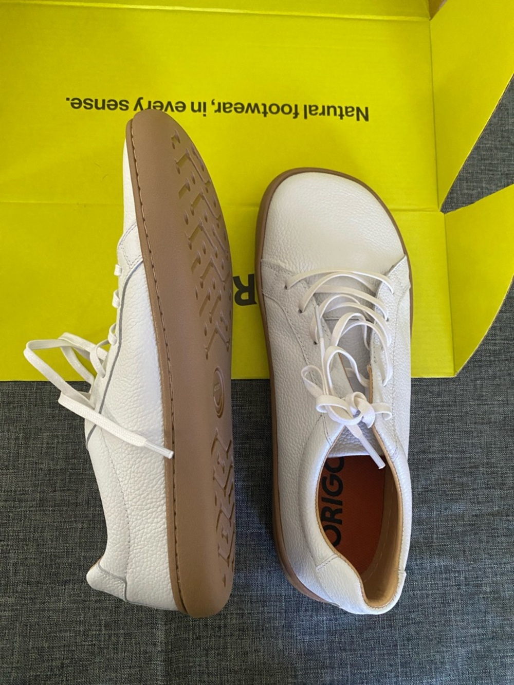 Women’s Zero Drop Barefoot Style Origo White Leather Lace-Up Sneakers - Picture 4 of 4